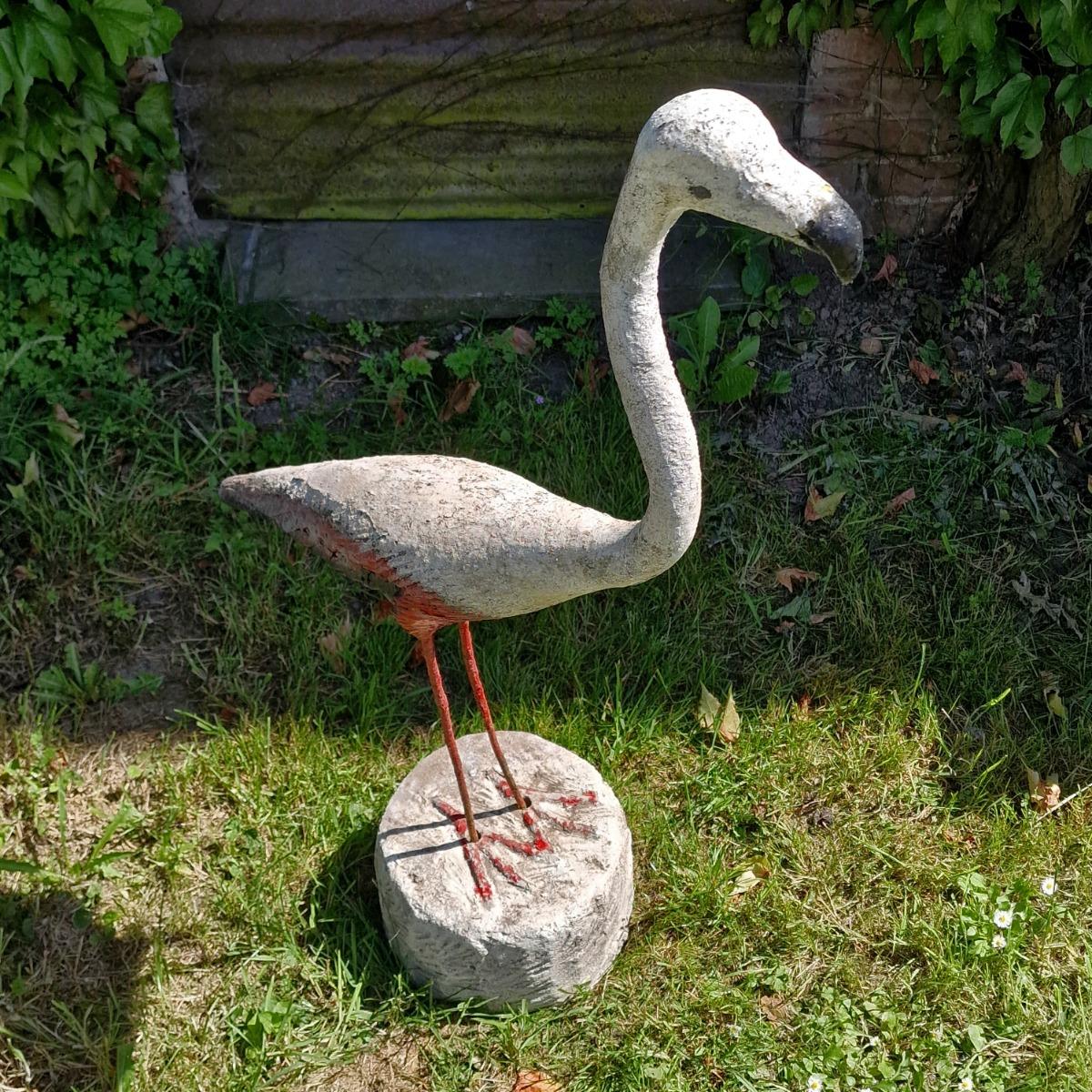 Large cast stone flamingo