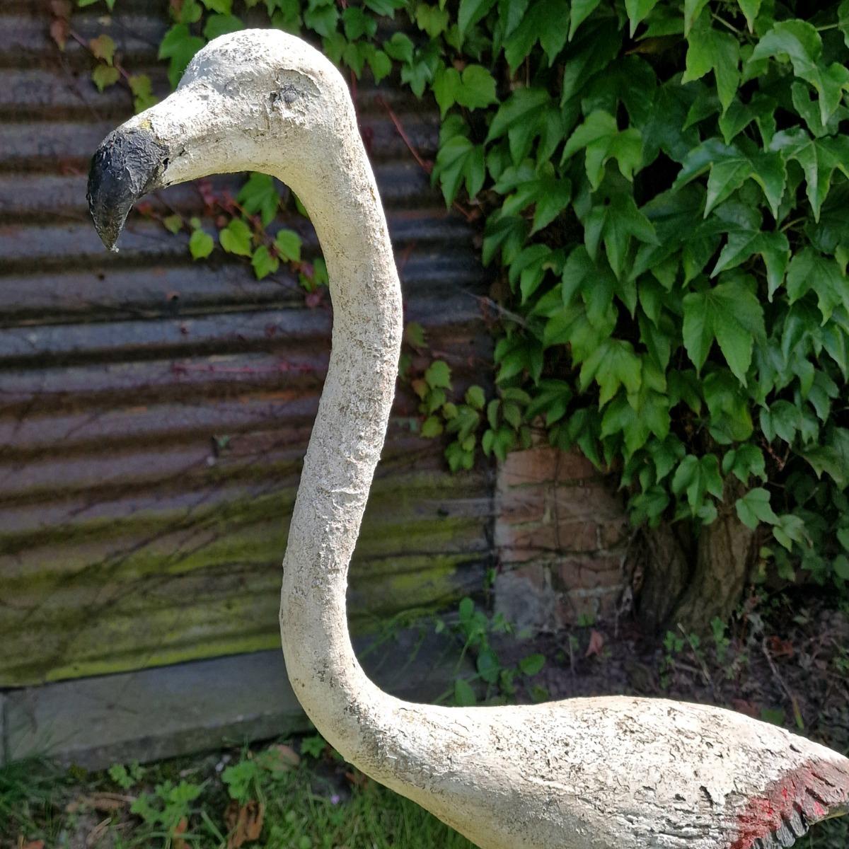 Large cast stone flamingo