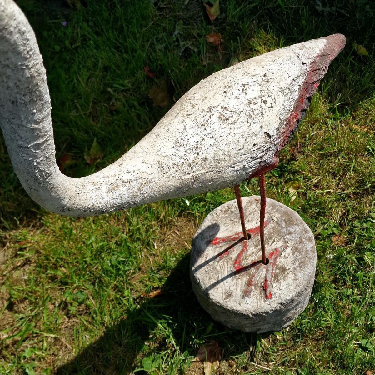 Large cast stone flamingo
