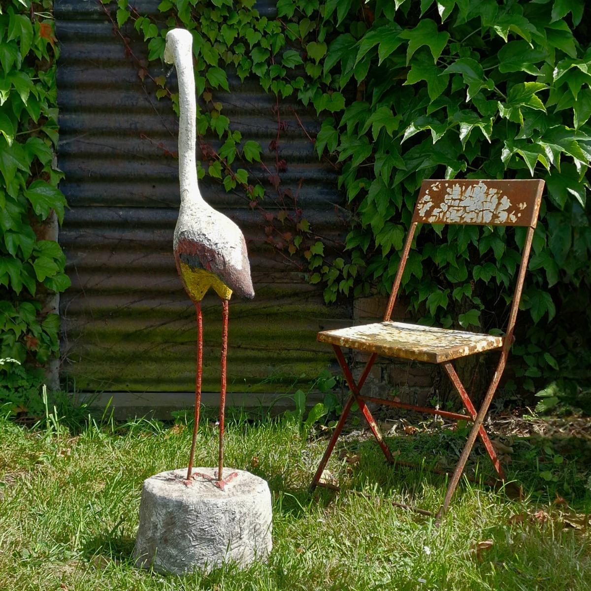 Large cast stone flamingo
