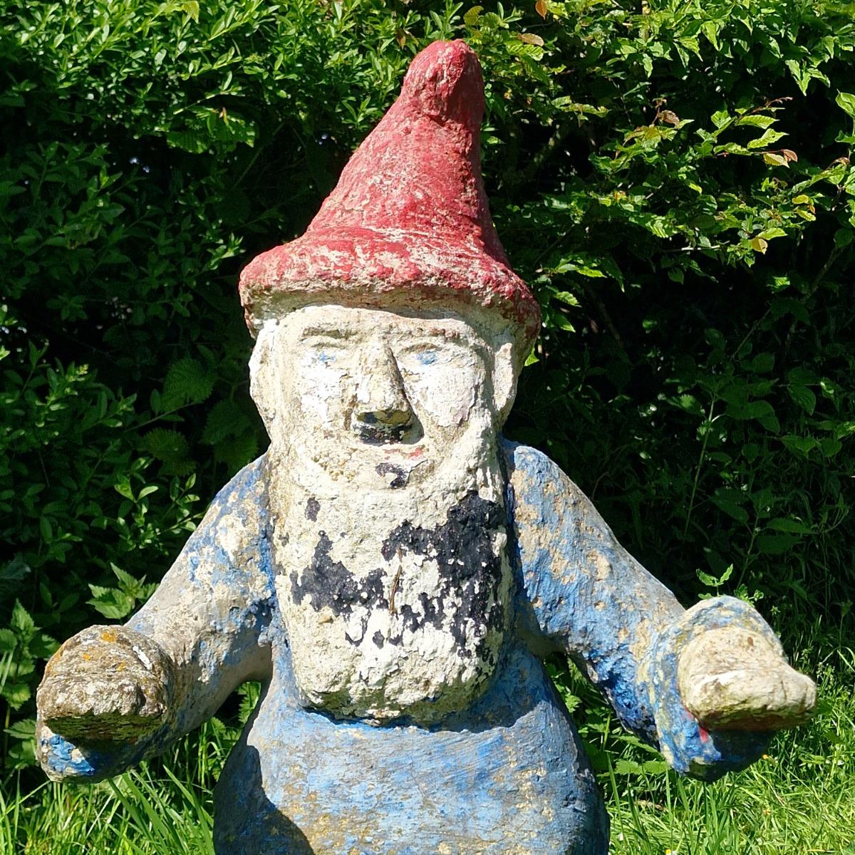 Large cast stone gnome