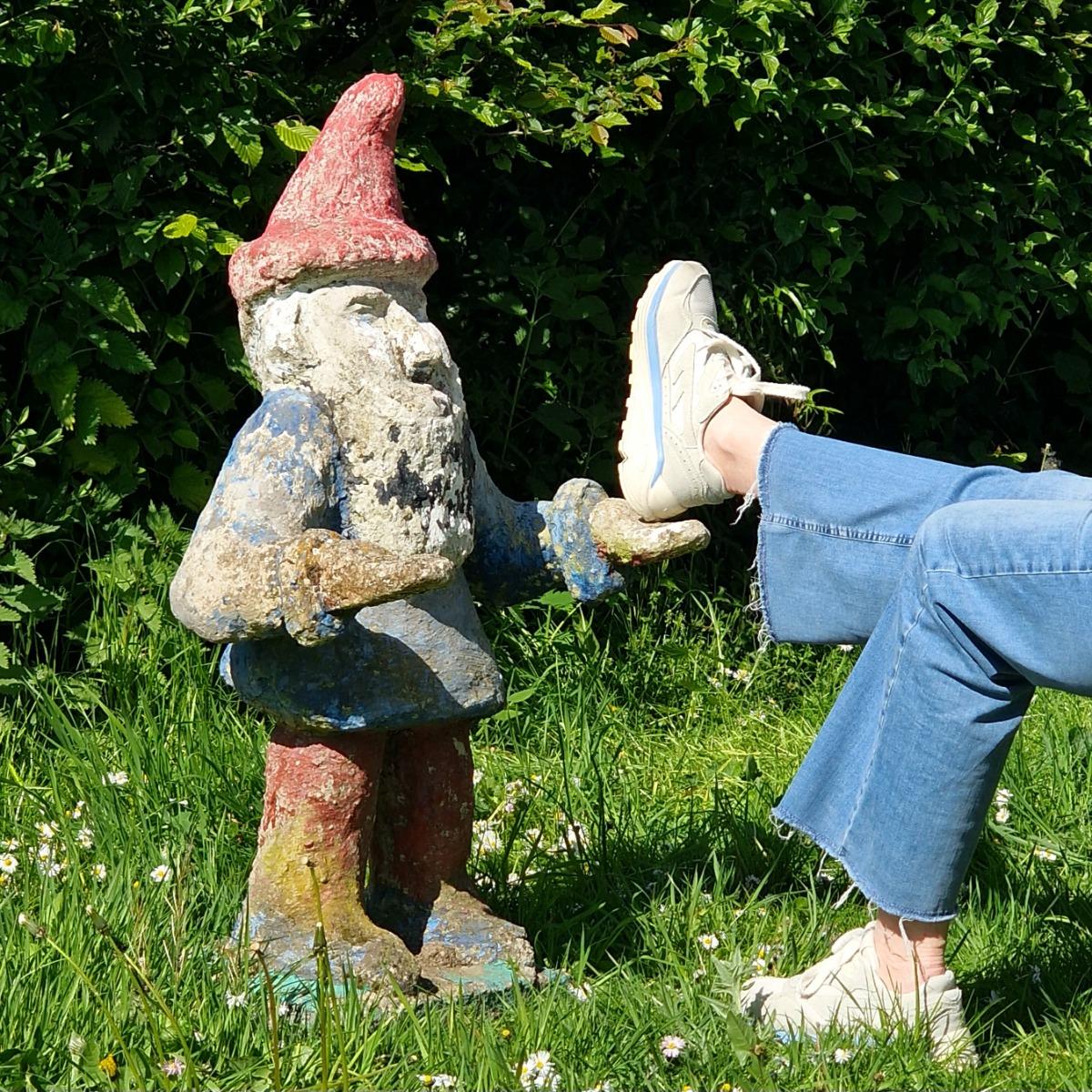 Large cast stone gnome