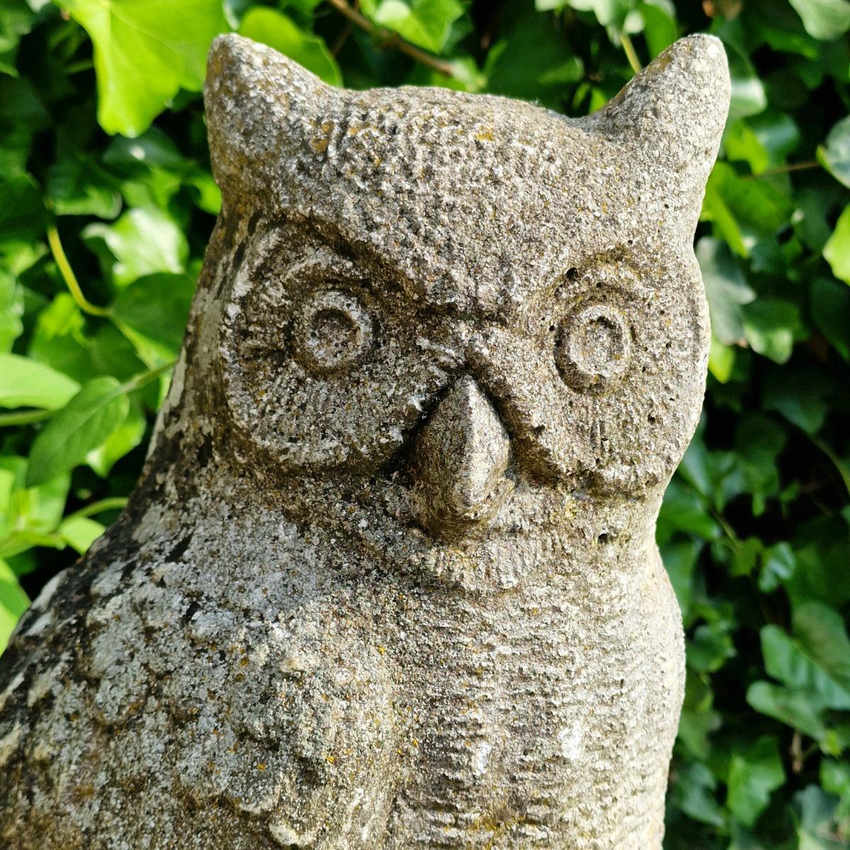 Large cast stone owl