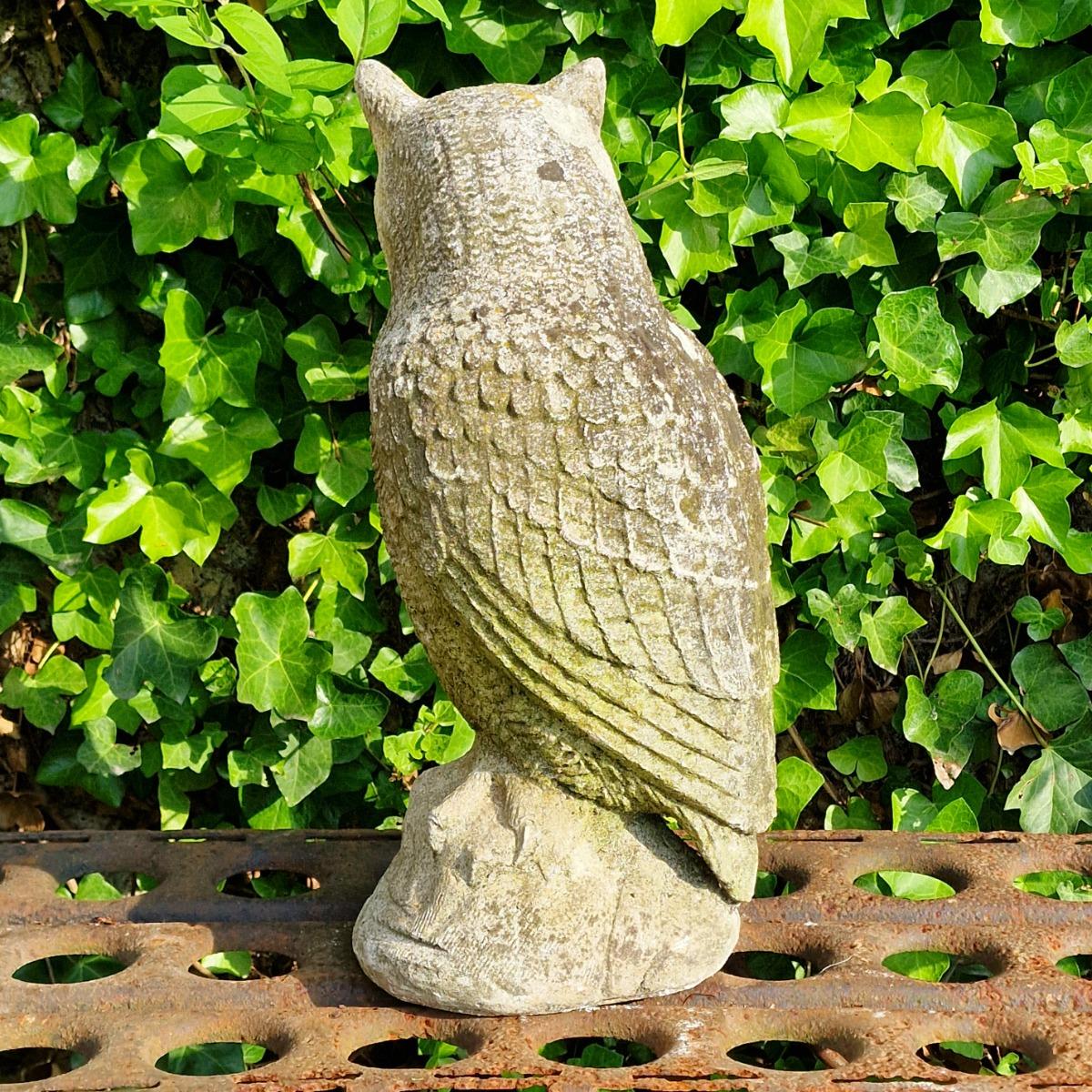 Large cast stone owl