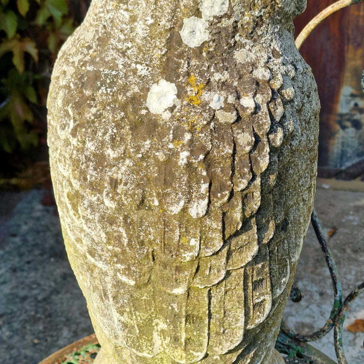 Large cast stone owl