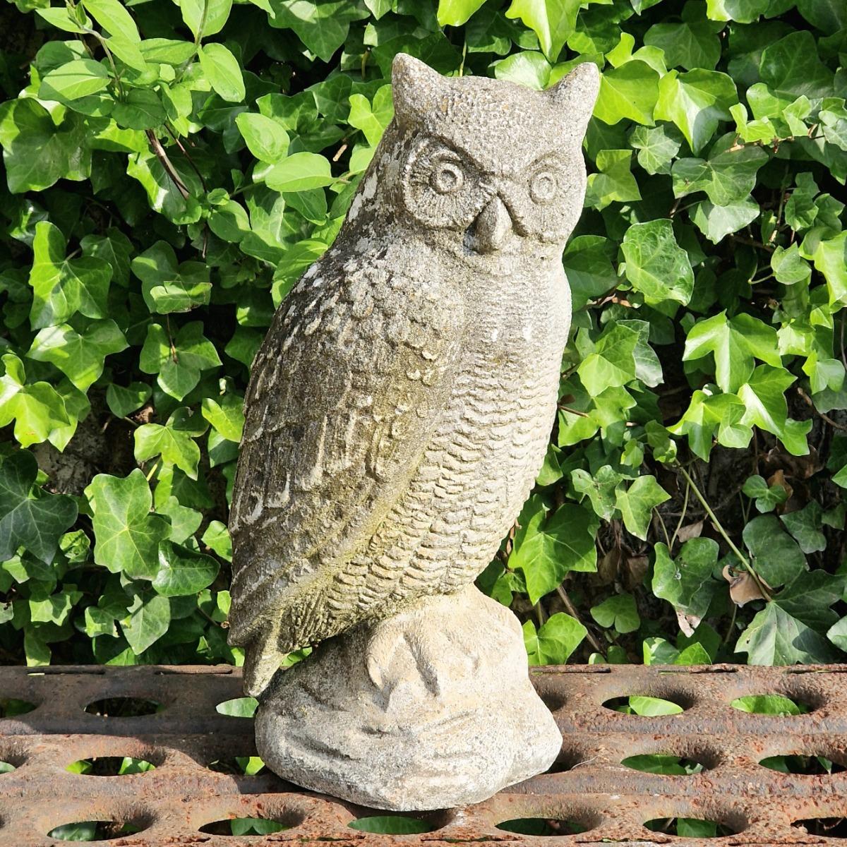 Large cast stone owl