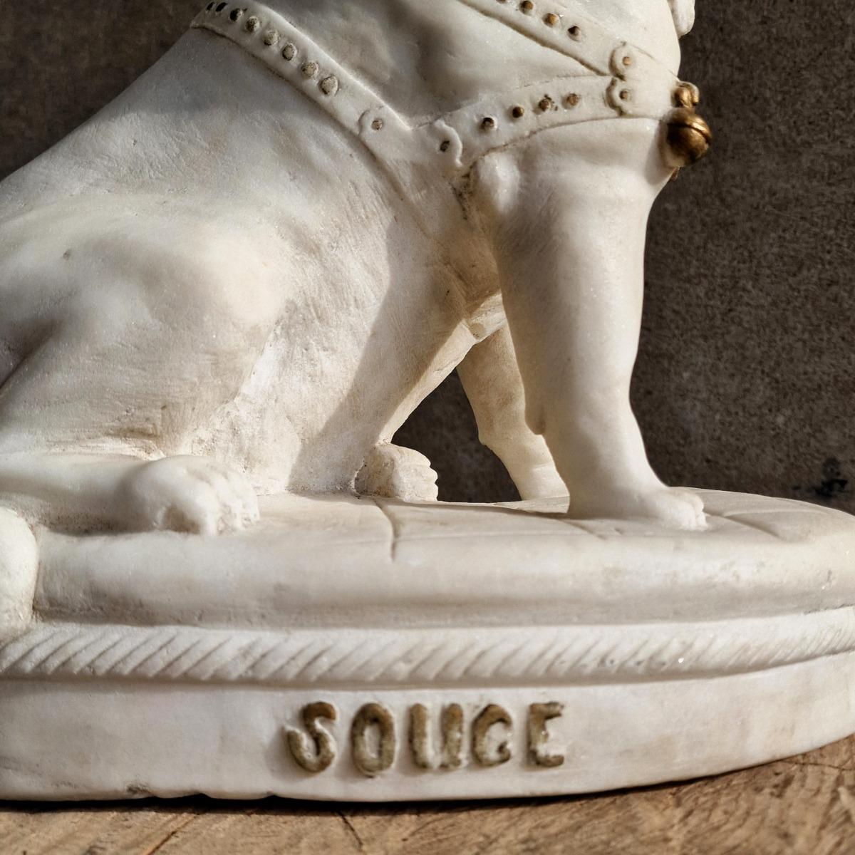 Marble dog sculpture