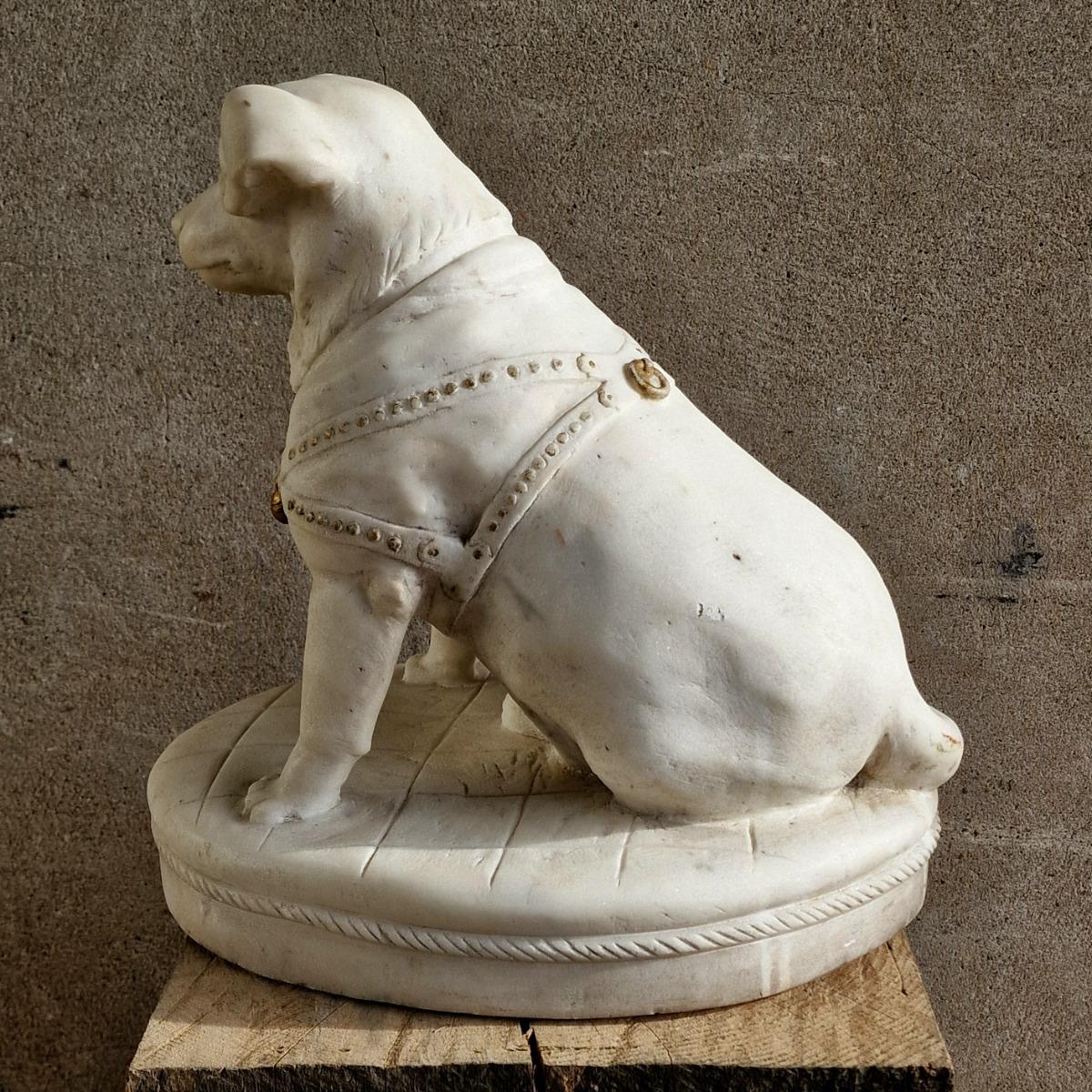 Marble dog sculpture