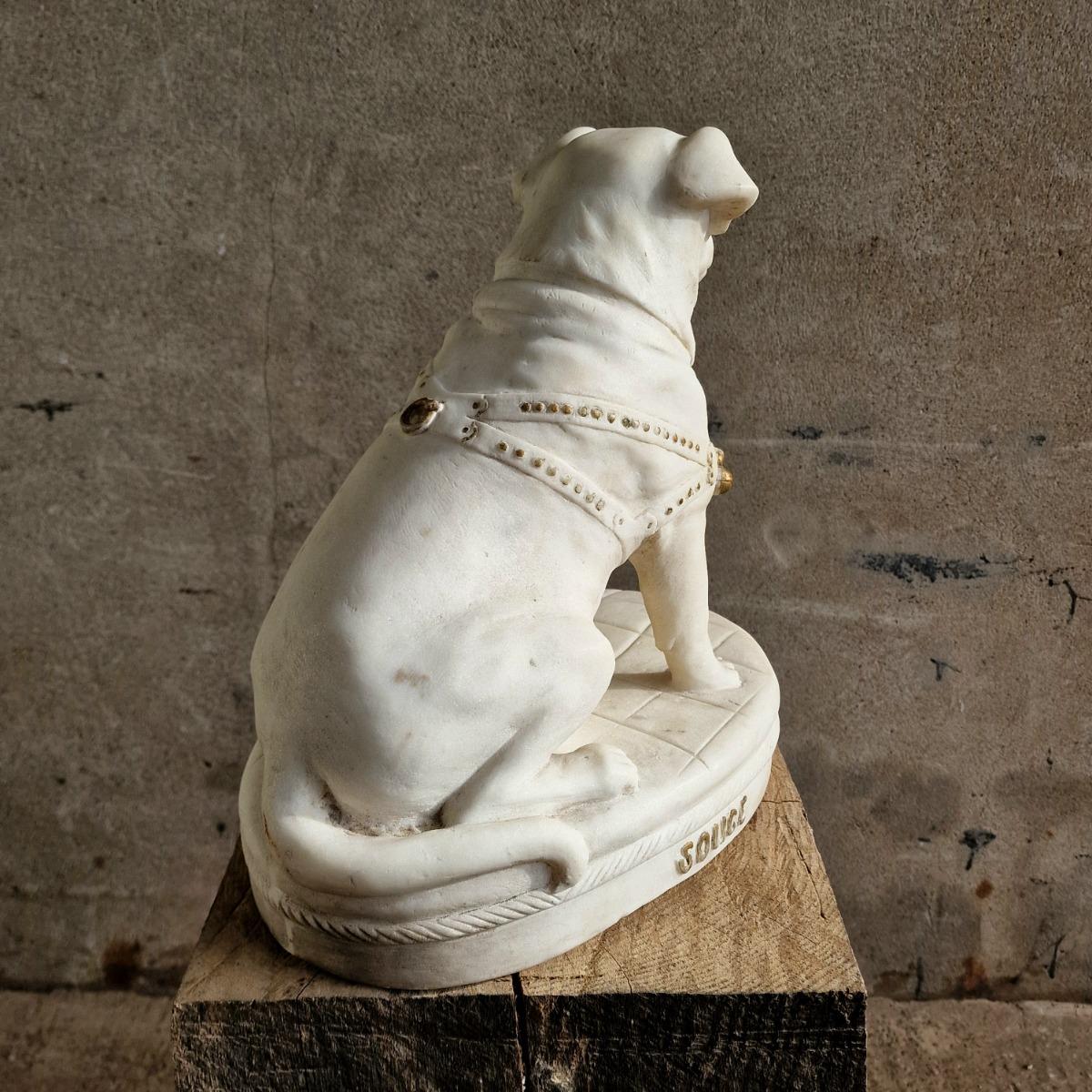 Marble dog sculpture
