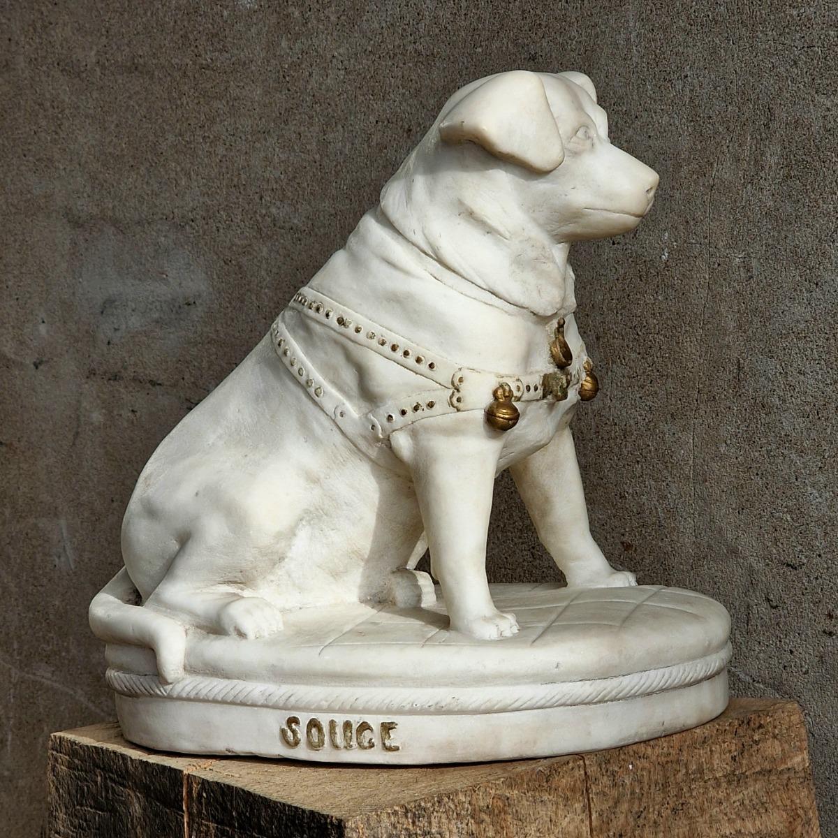 Marble dog sculpture