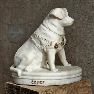 Marble dog sculpture