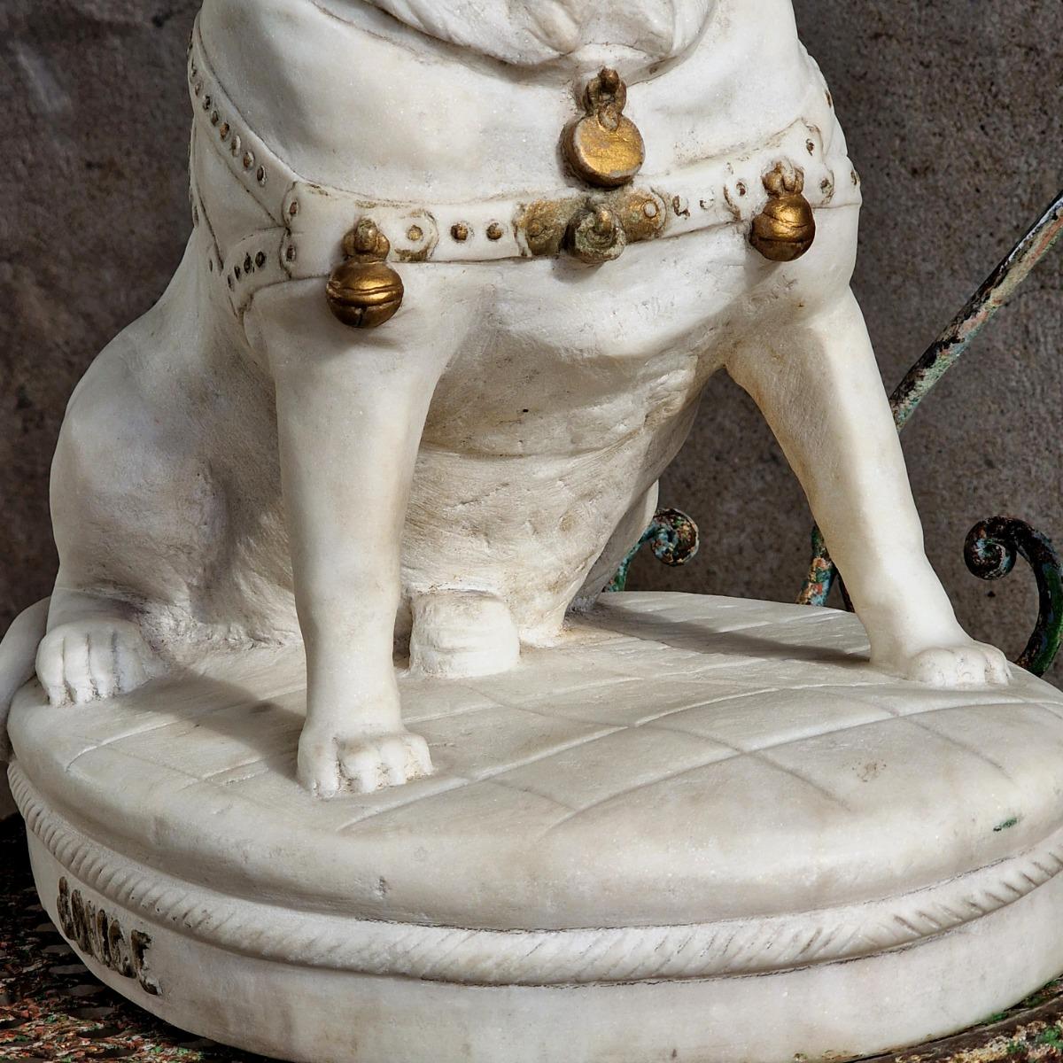 Marble dog sculpture