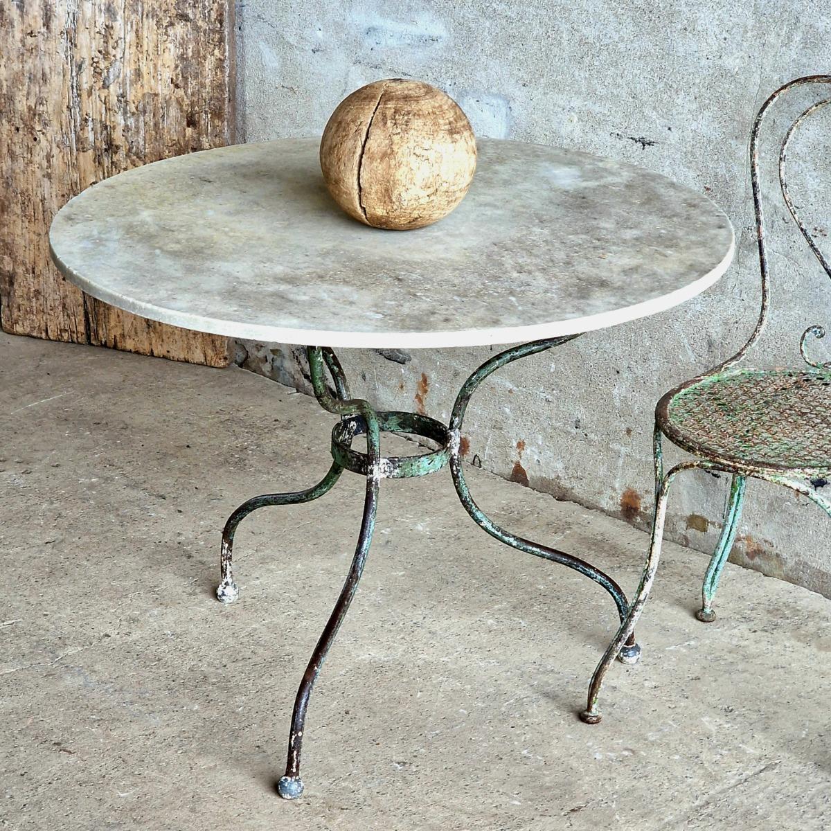 Marble top 19thC garden table