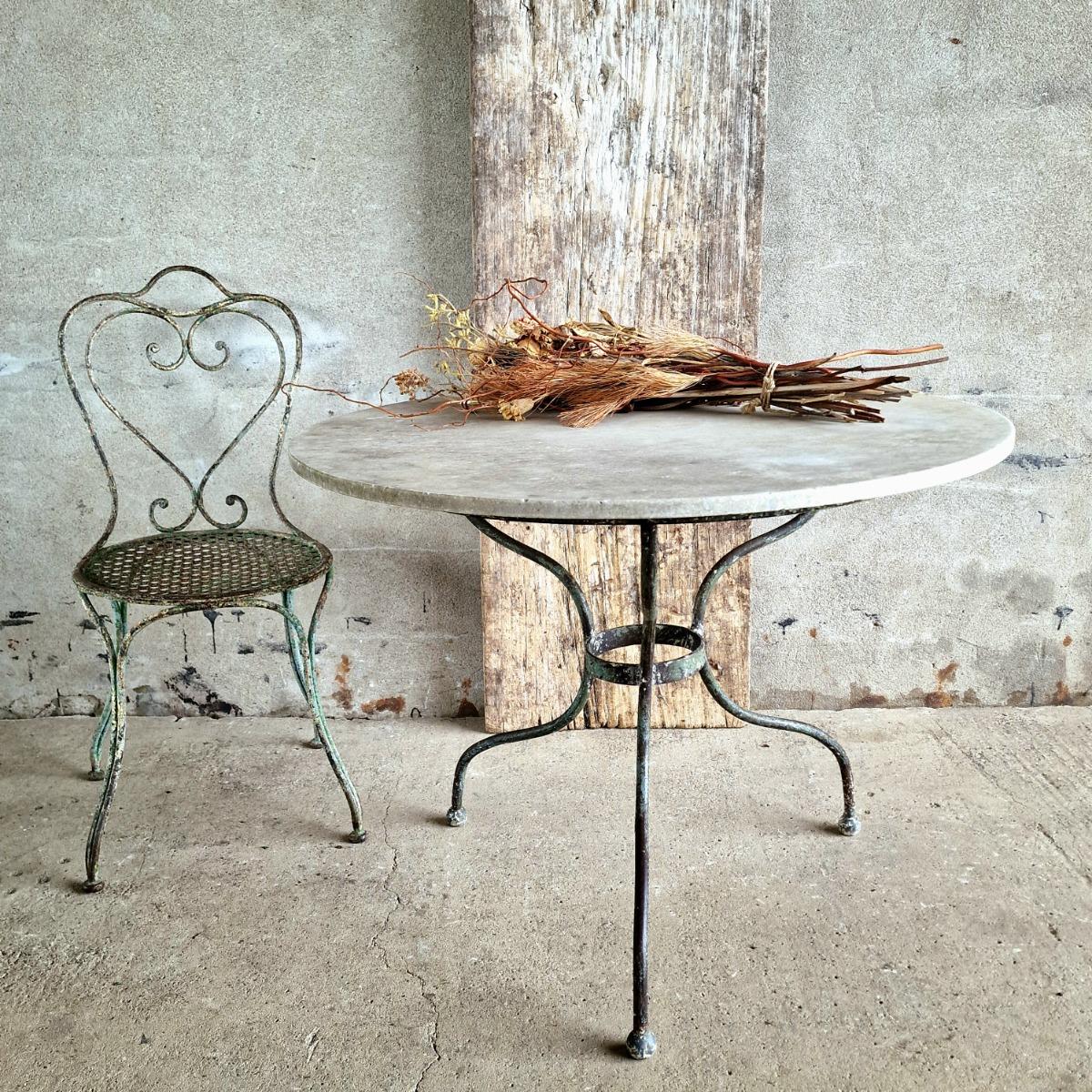 Marble top 19thC garden table