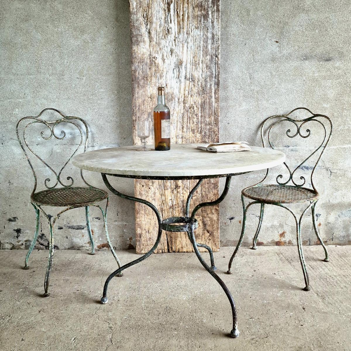 Marble top 19thC garden table