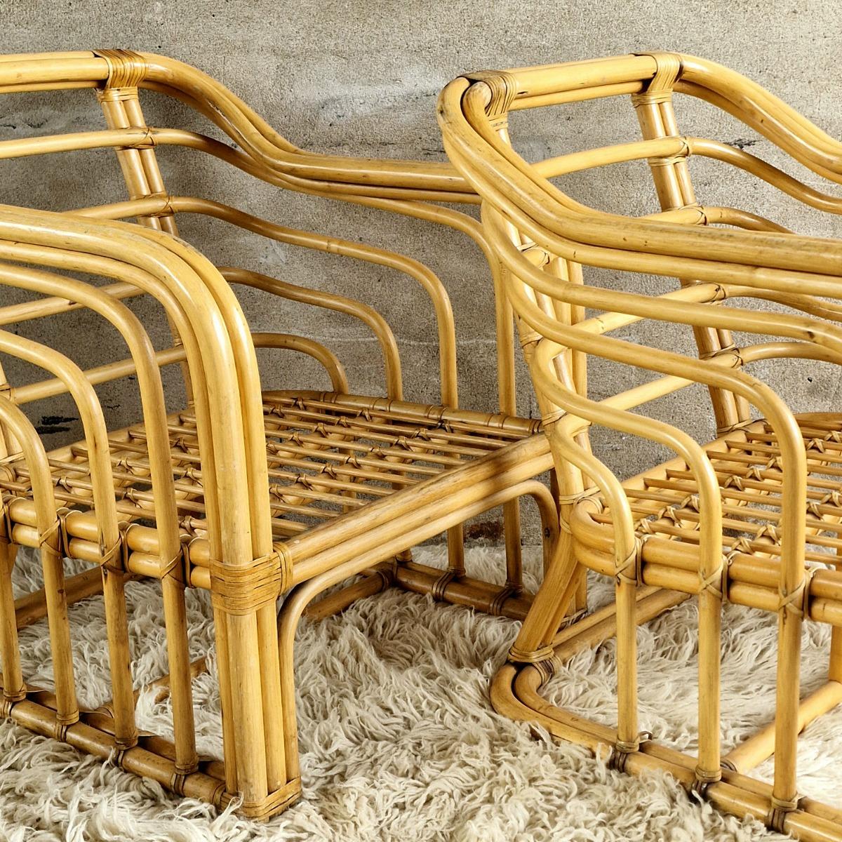 Pair of bamboo armchairs