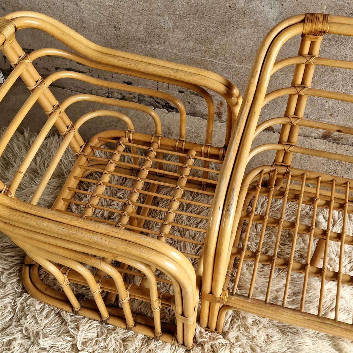 Pair of bamboo armchairs