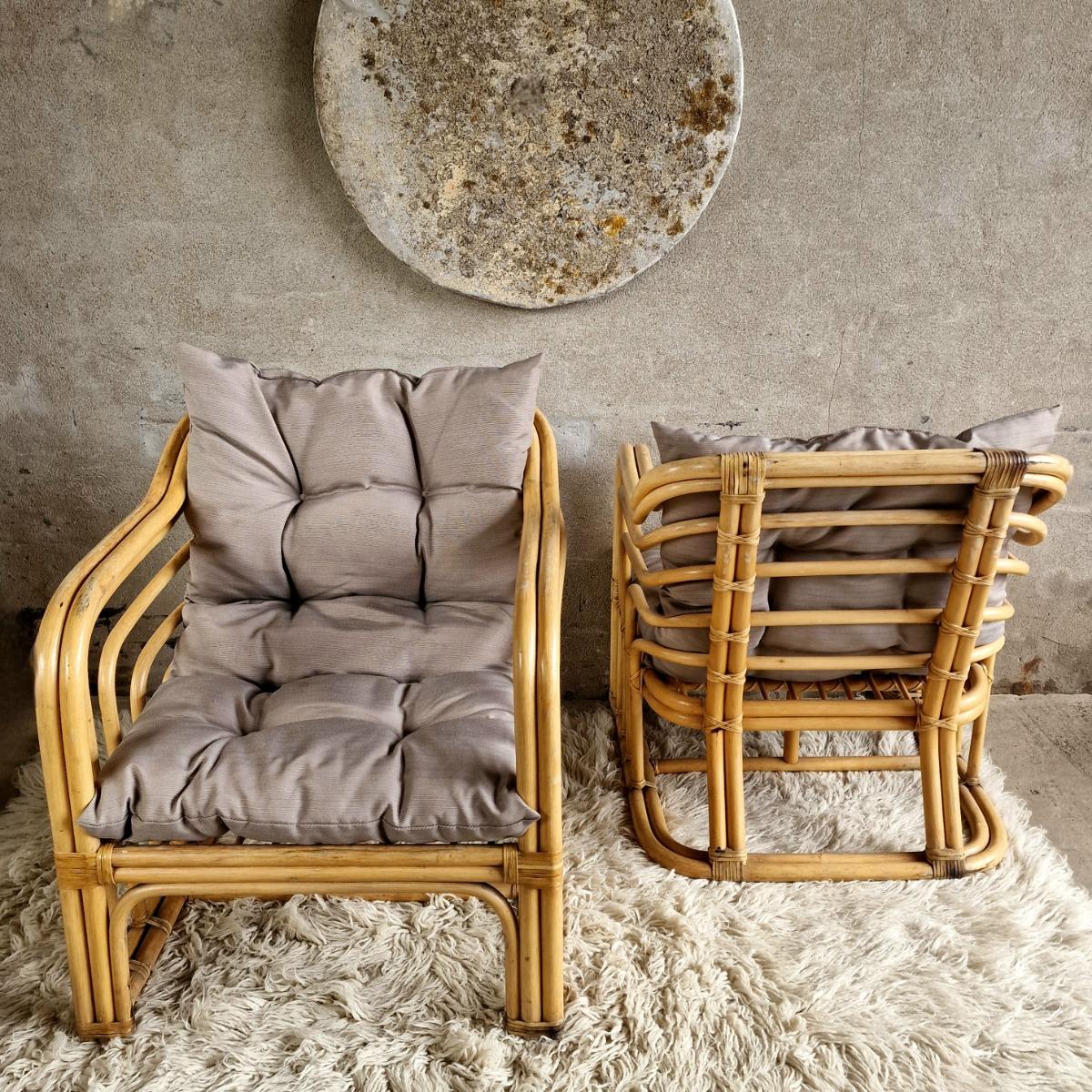 Pair of bamboo armchairs