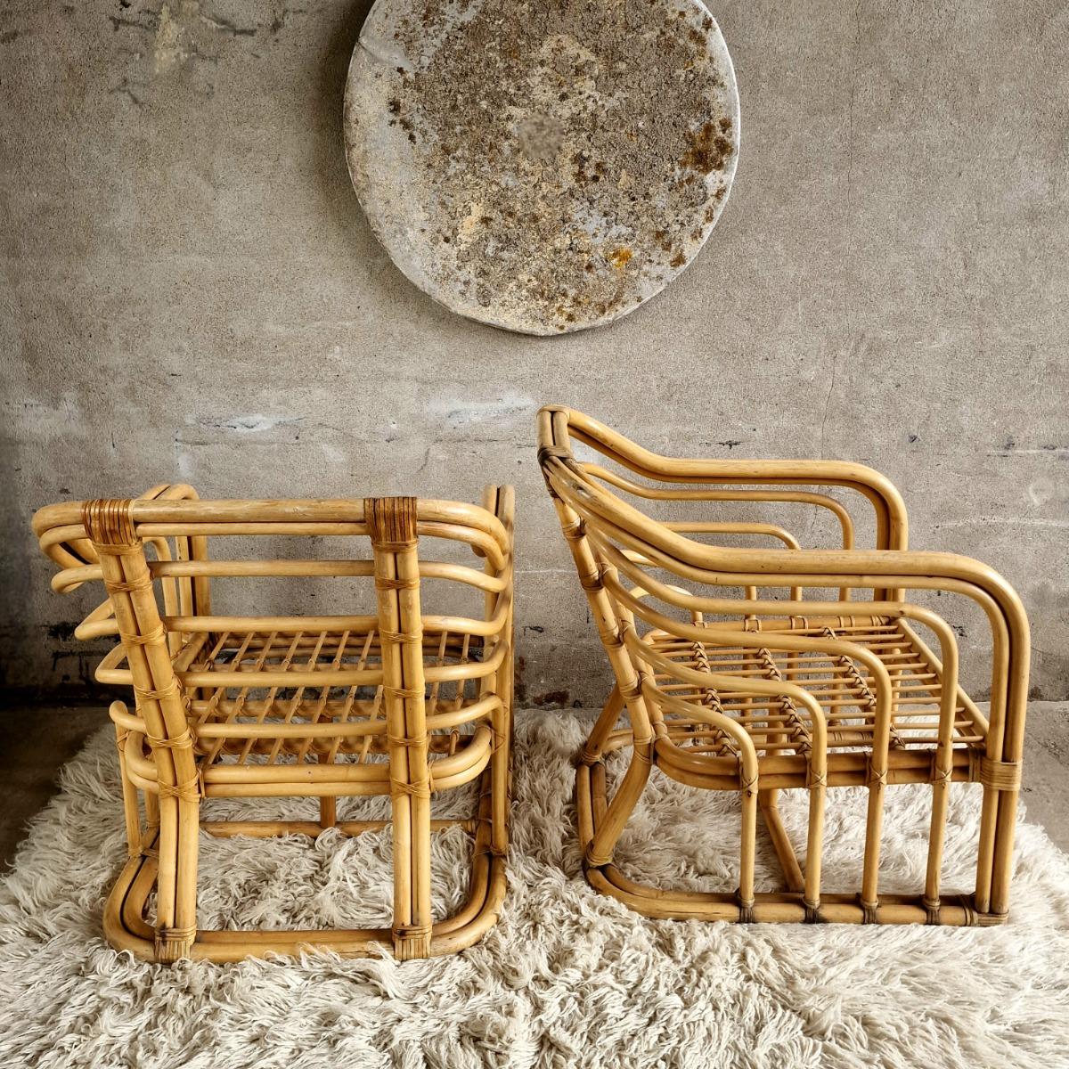 Pair of bamboo armchairs