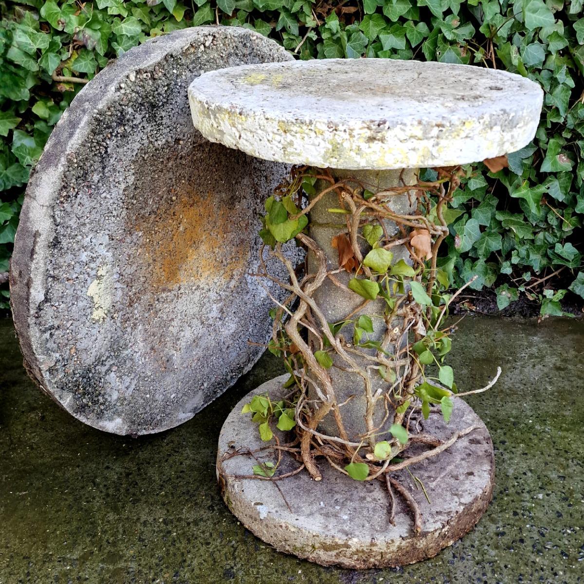 Pair of cast stone mosaic tables