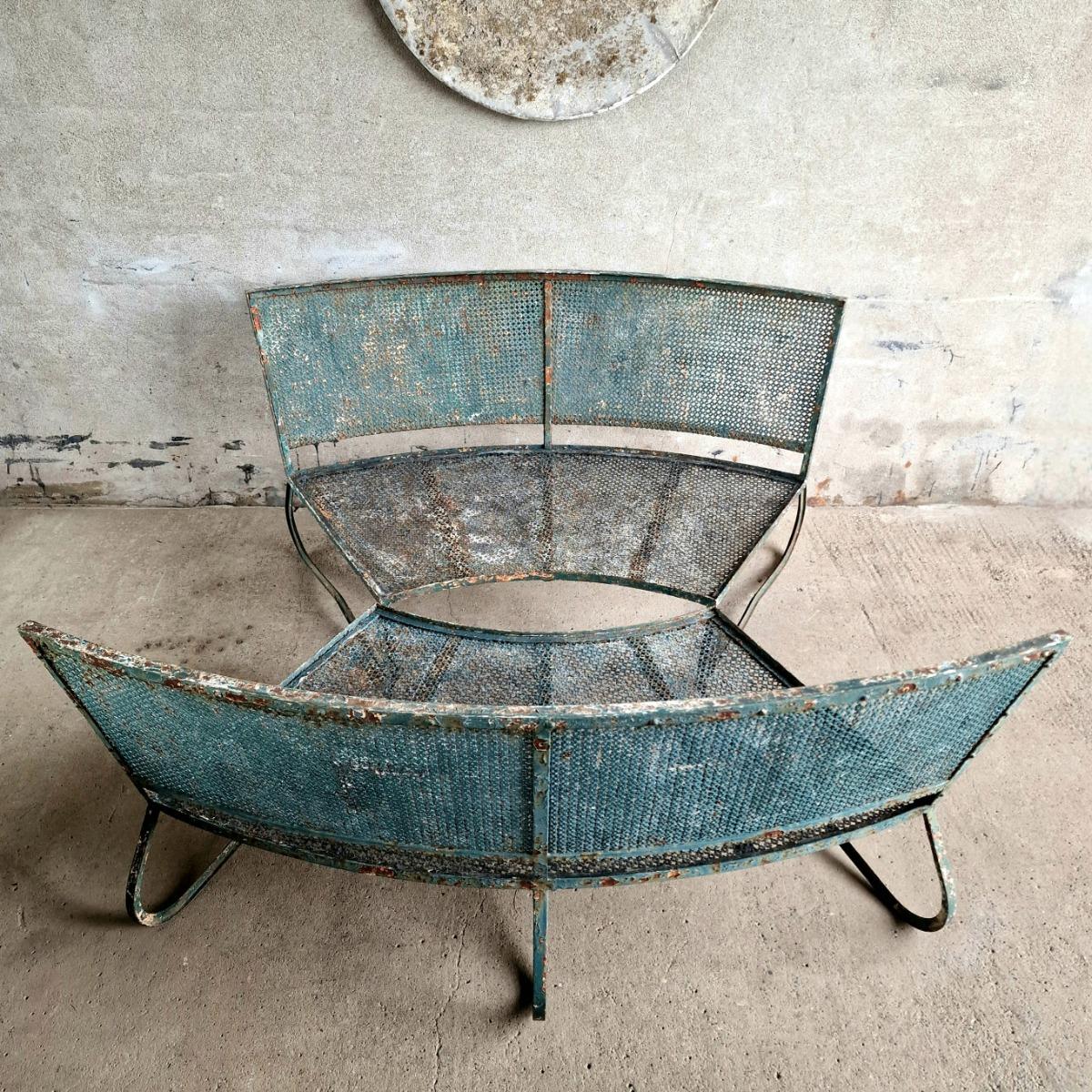 Pair of curved garden benches