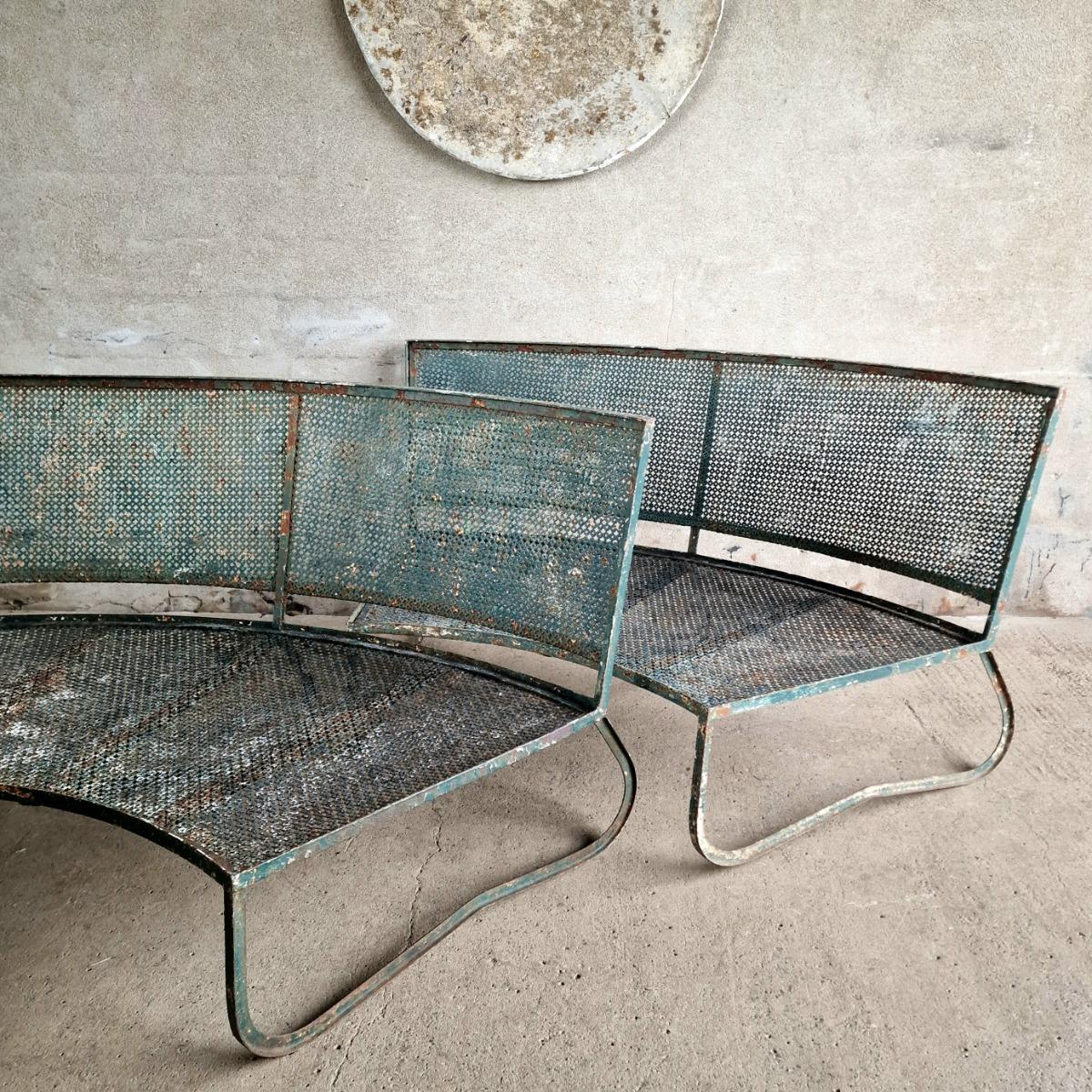 Pair of curved garden benches