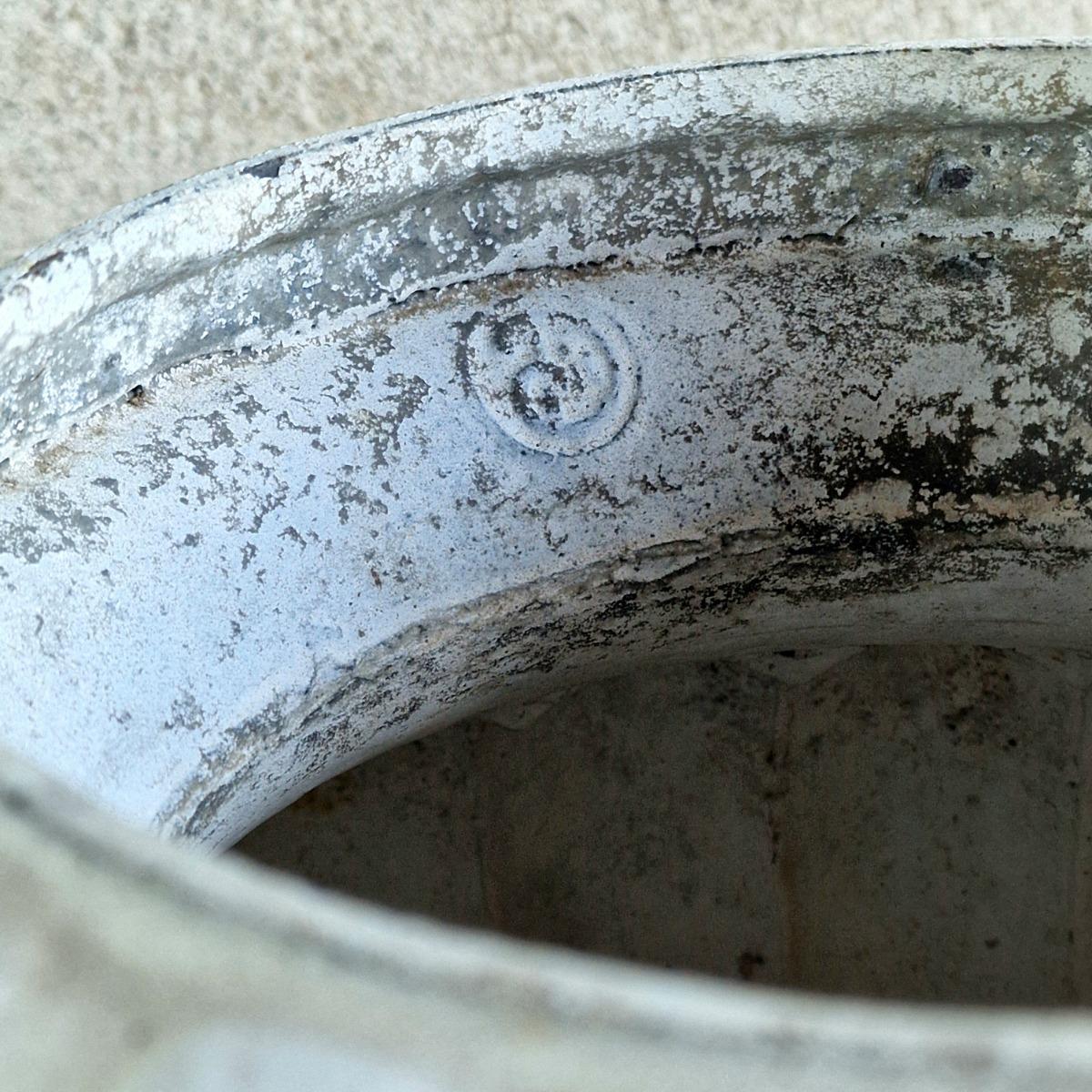 Pair of enameled cast iron planters