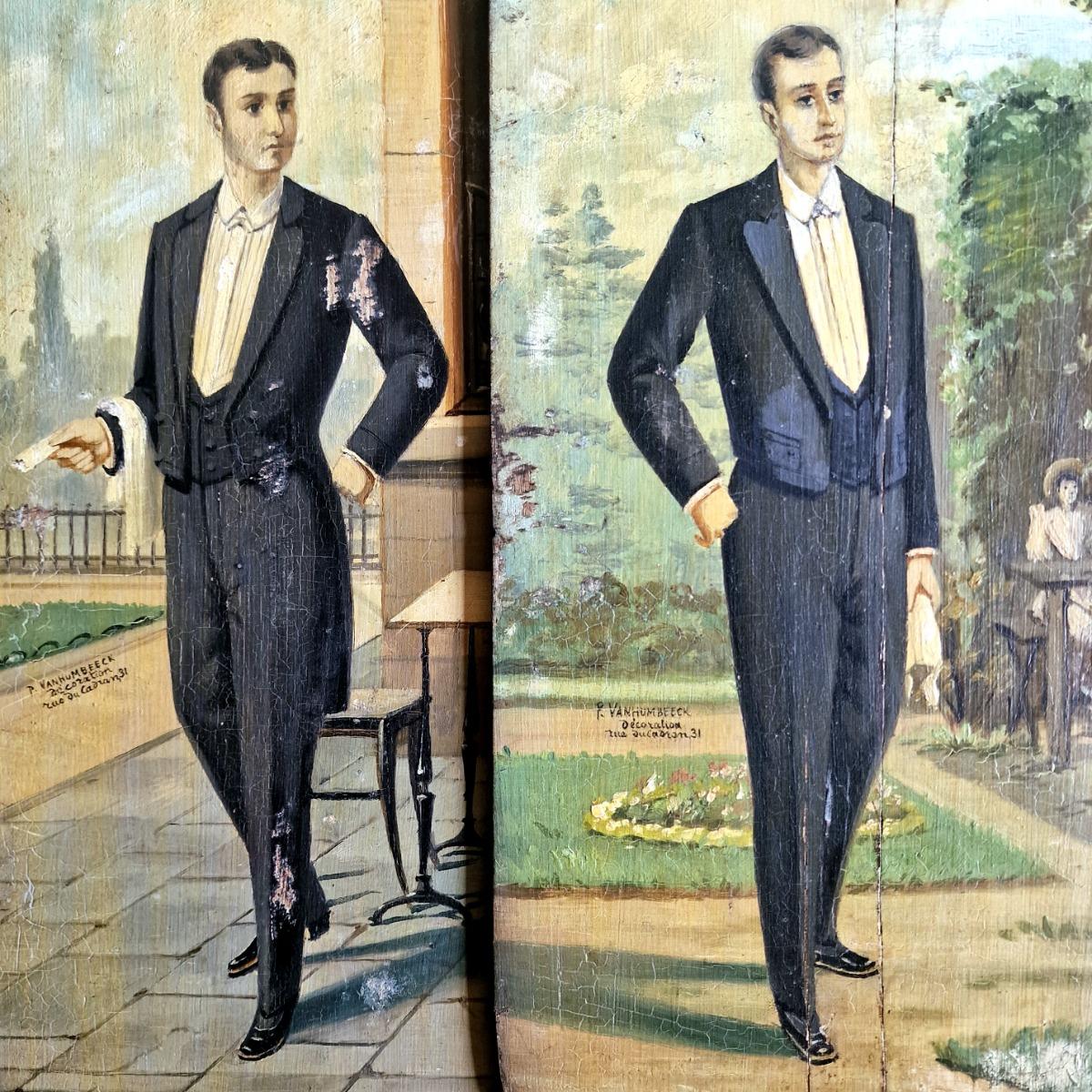 Pair of end 19thC fashion paintings