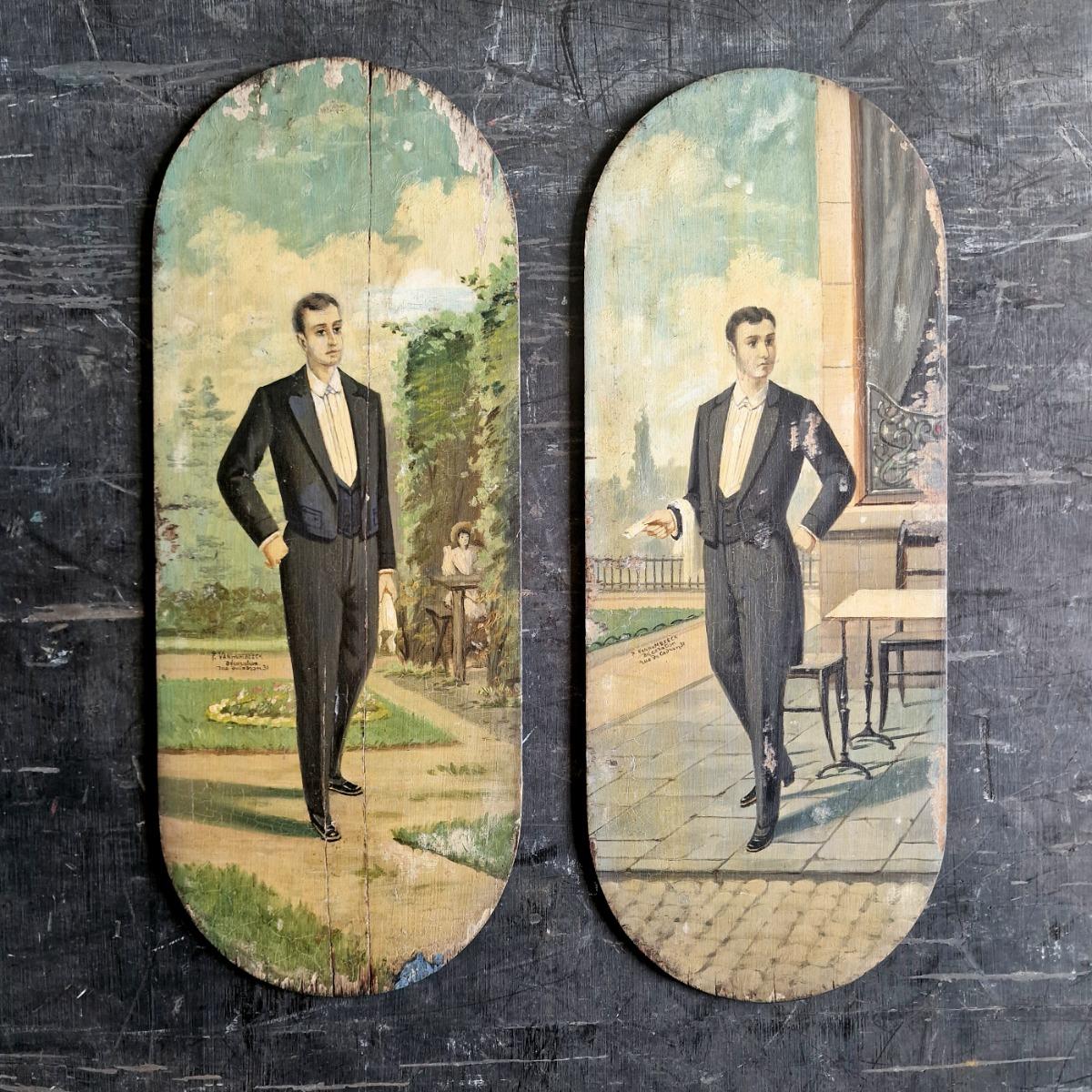 Pair of end 19thC fashion paintings