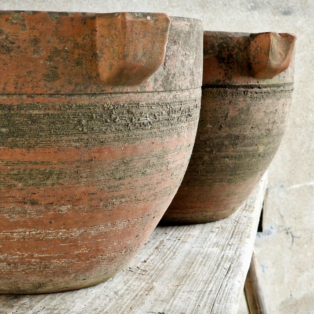Pair of handmade terra cotta planters