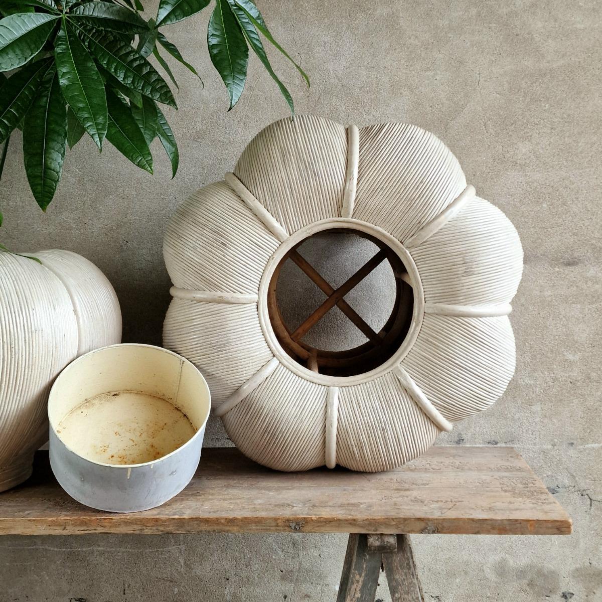 Pair of large bamboo cache-pots