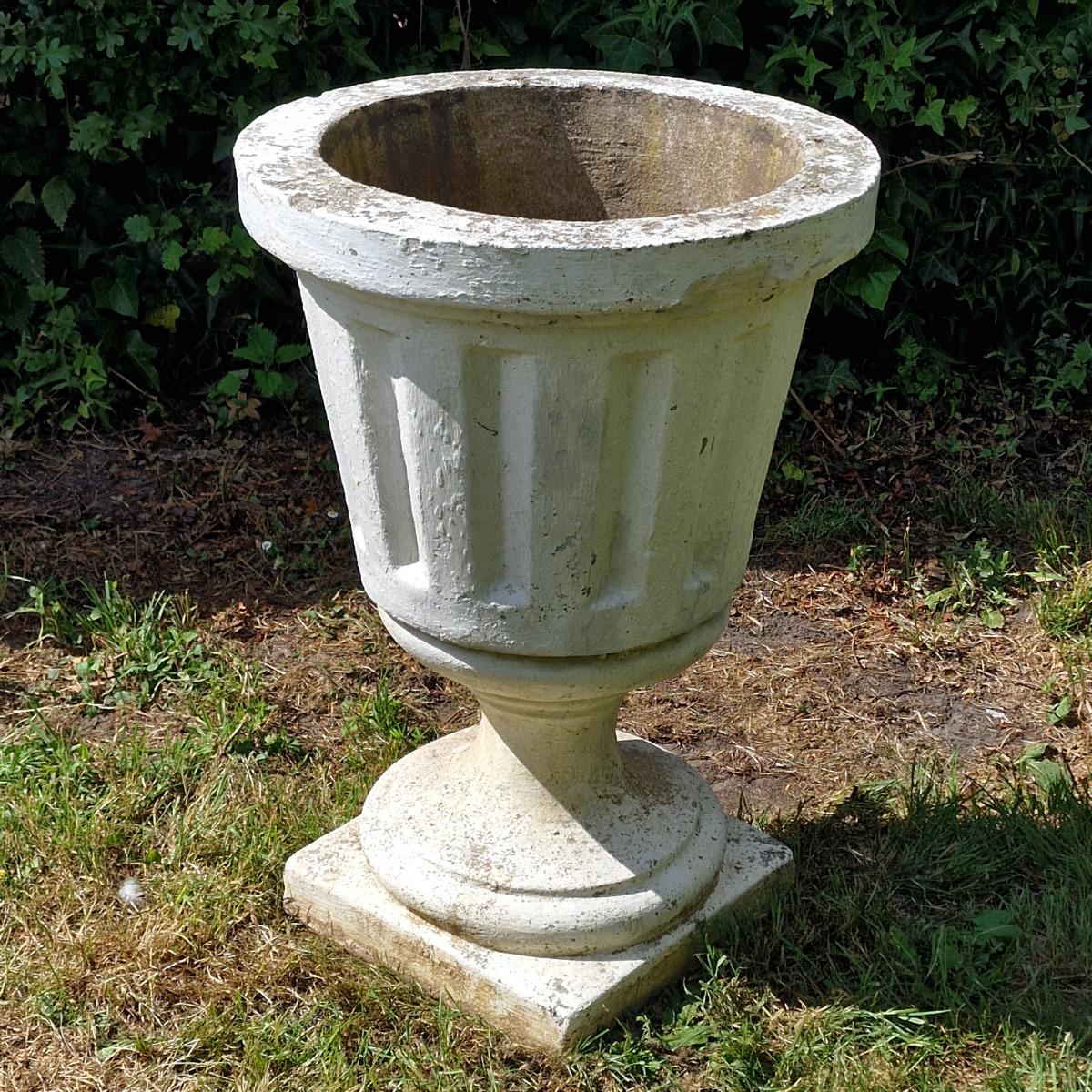 Pair of large cement planters