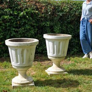 Pair of large cement planters