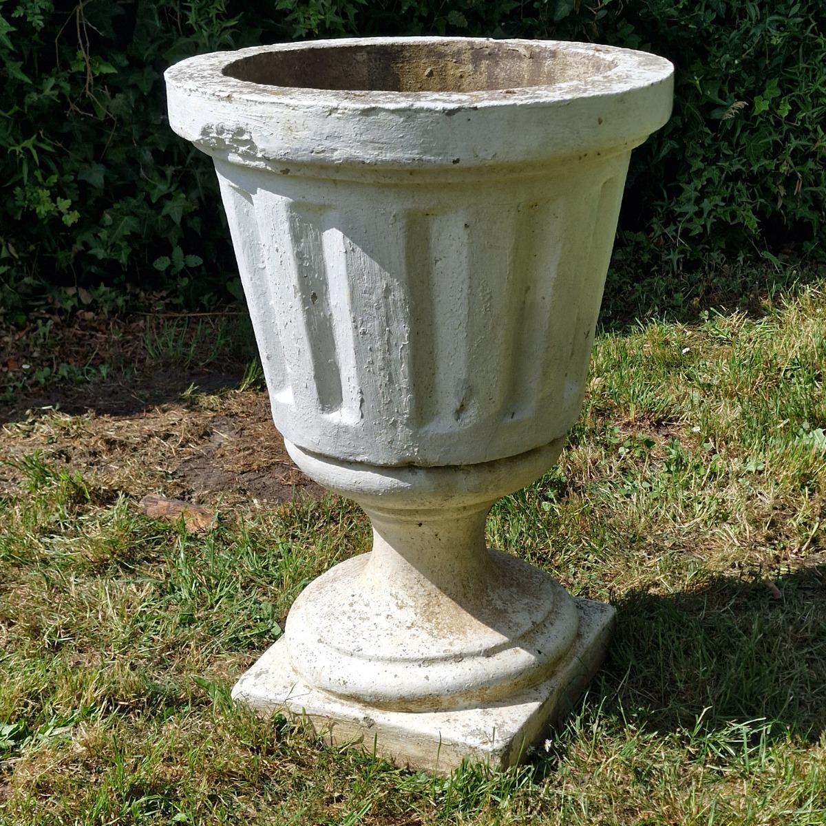 Pair of large cement planters