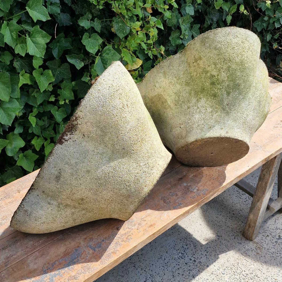 Pair of large clover-shaped planters