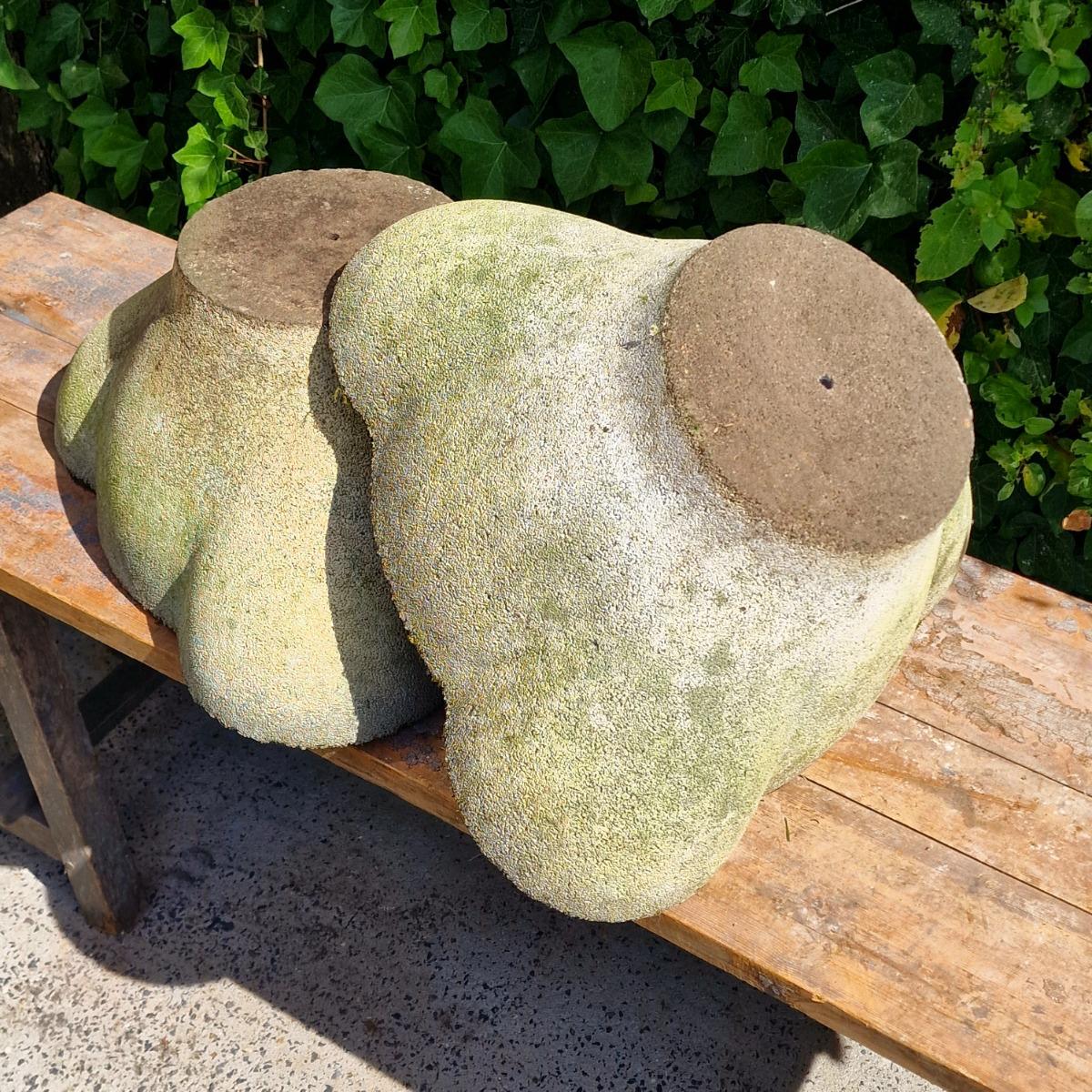 Pair of large clover-shaped planters