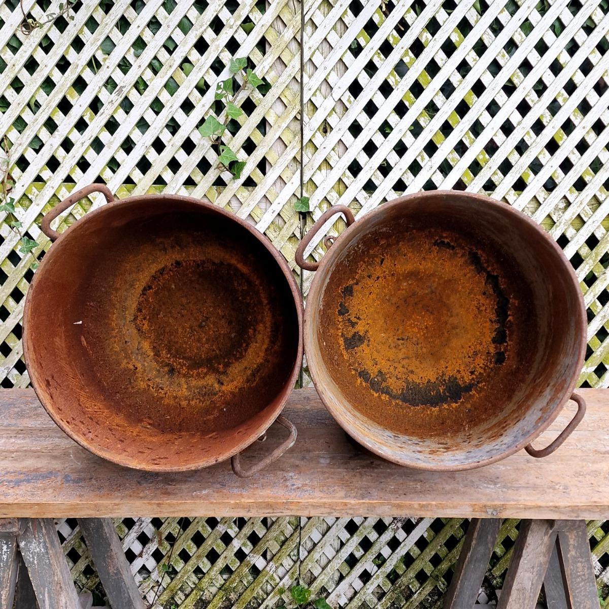 Pair of large metal containers