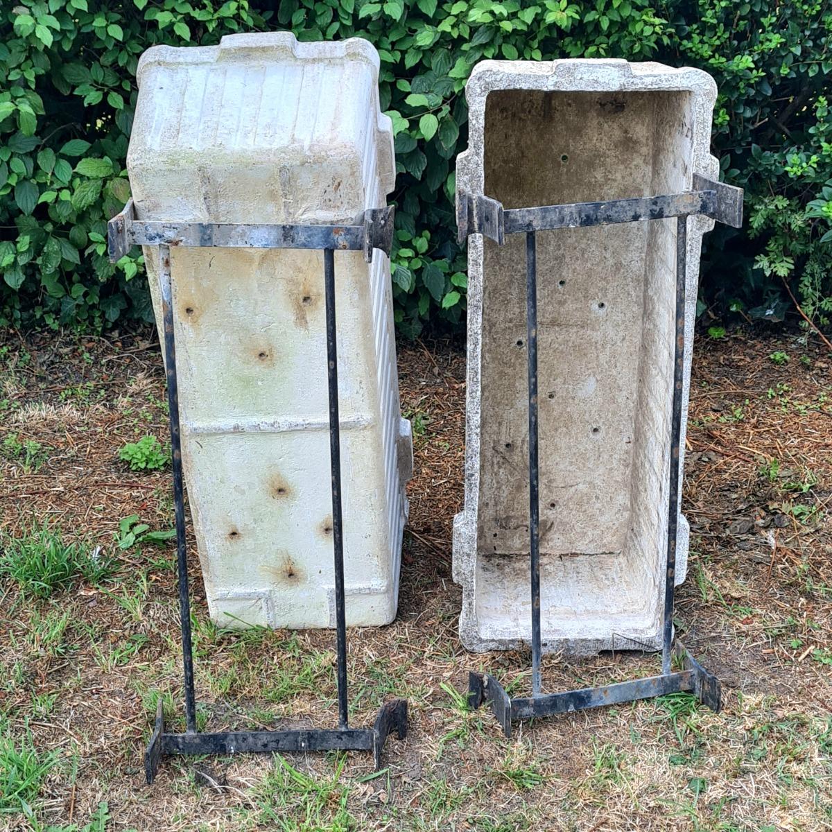 Pair of large W. Guhl planters on stand