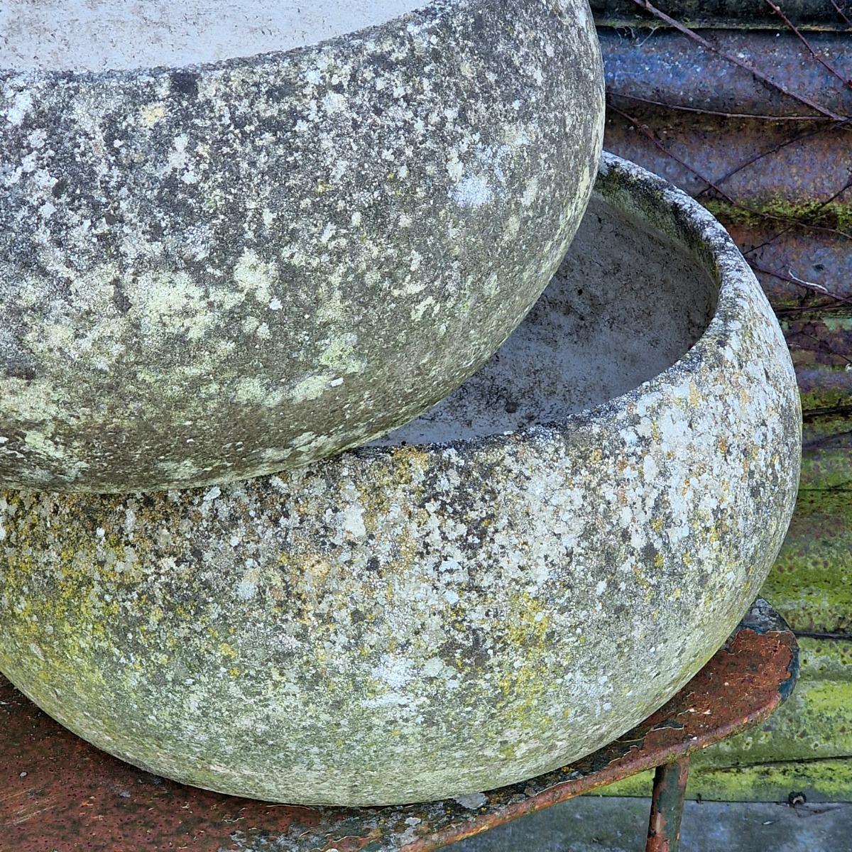 Pair of low round planters