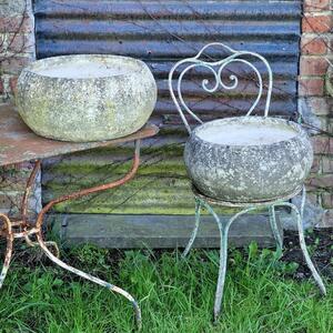 Pair of low round planters