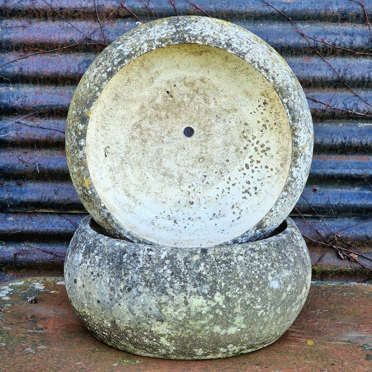 Pair of low round planters