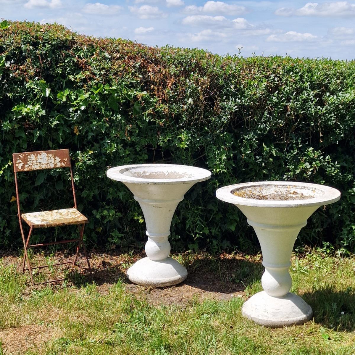 Pair of trumpet shaped planters