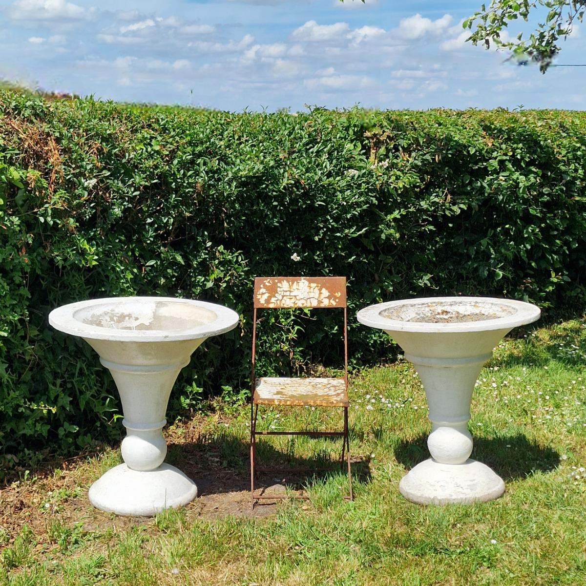 Pair of trumpet shaped planters