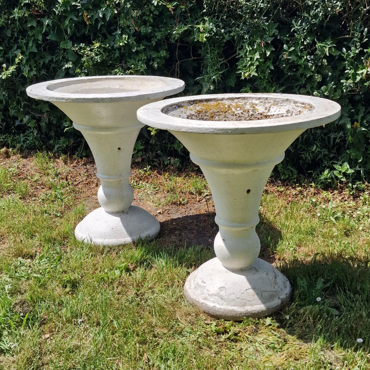 Pair of trumpet shaped planters