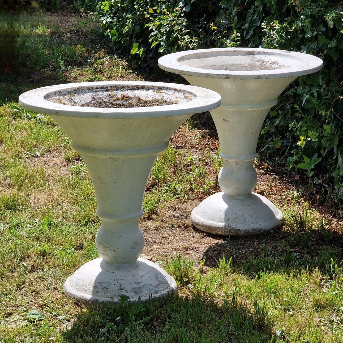 Pair of trumpet shaped planters