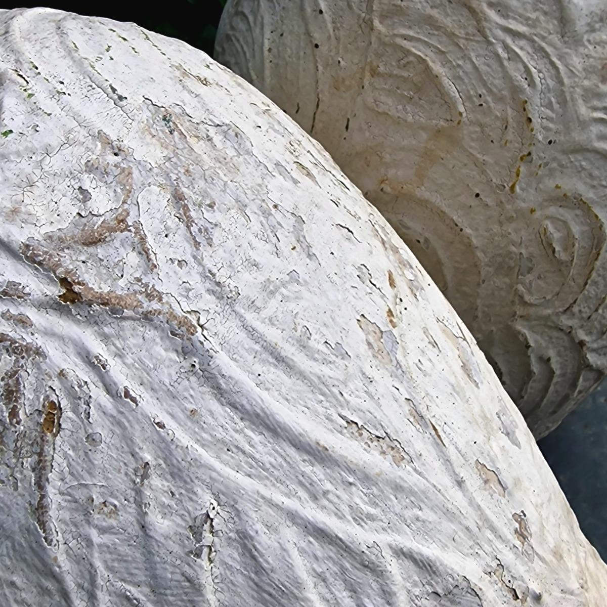 Pair of white cast stone planters