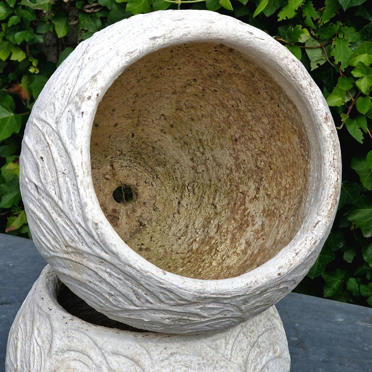 Pair of white cast stone planters