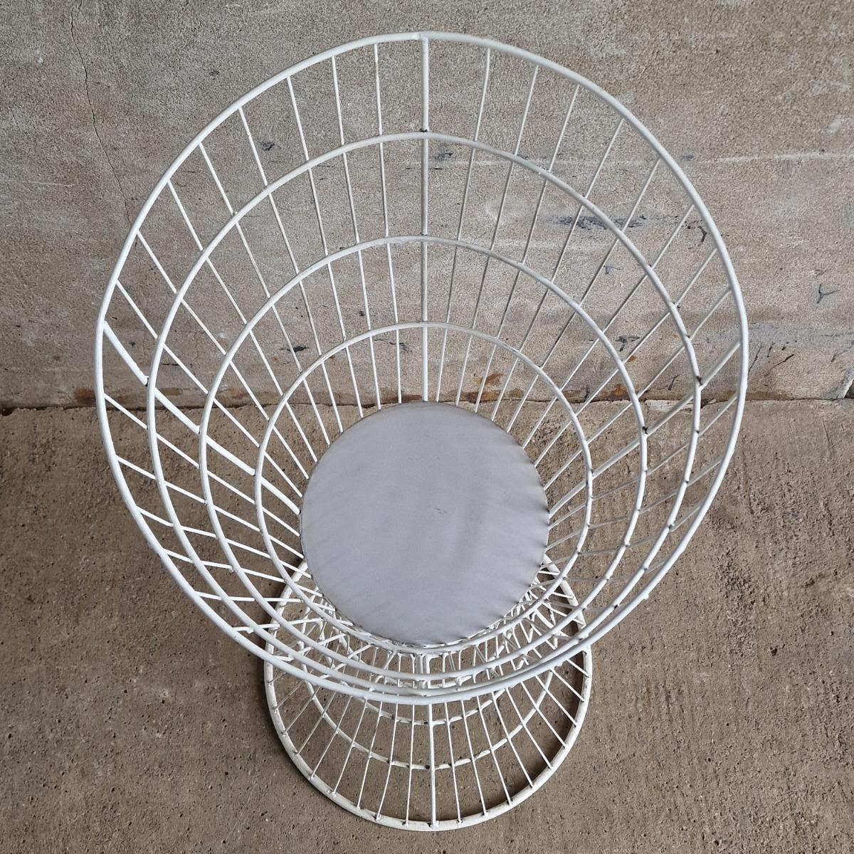 Pair of white metal wire baskets