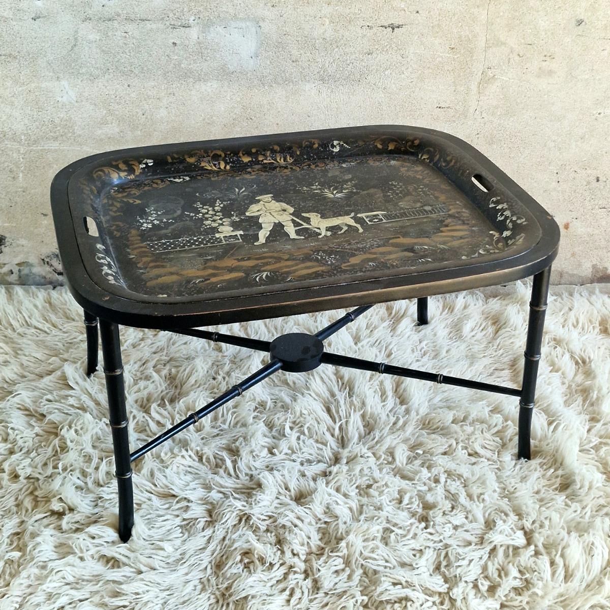 Side table with tray