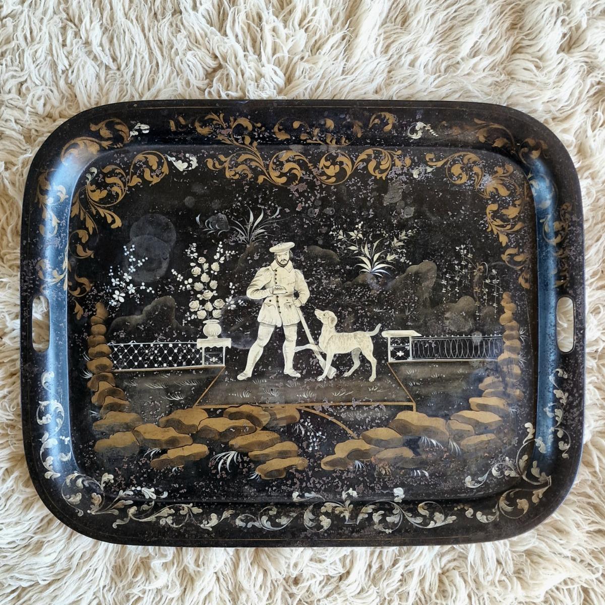 Side table with tray